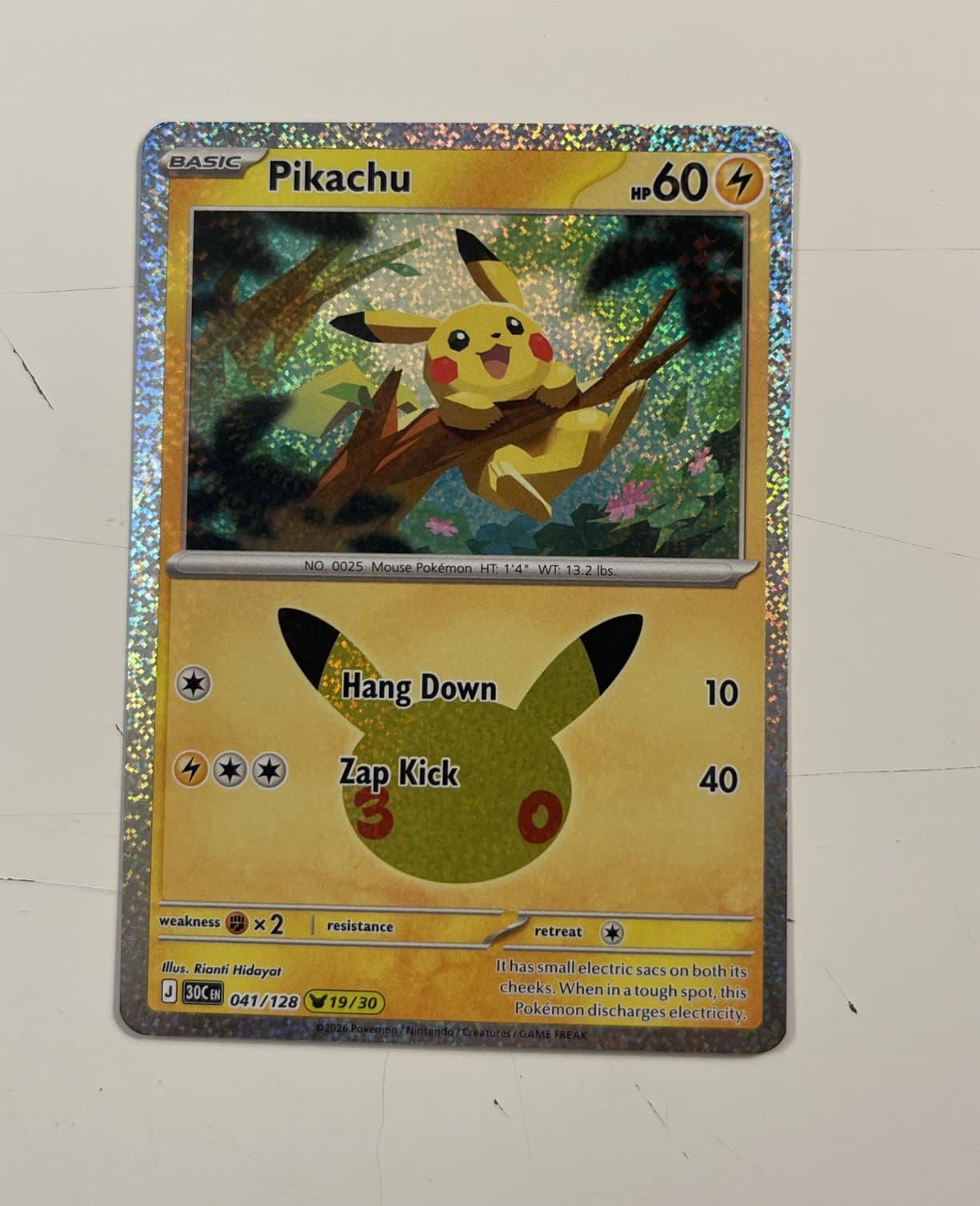 Pikachu 30th Celebration #41/128 Holo Pokemon TCG English