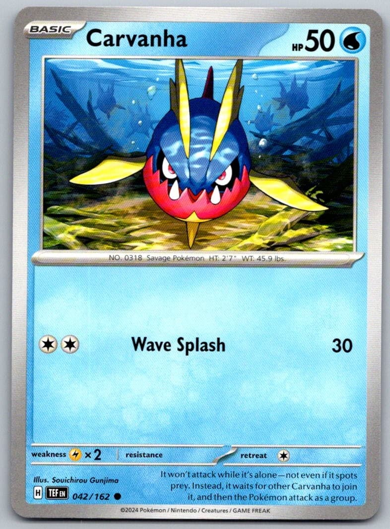 Carvanha Temporal Forces 042/162 Common PokéMon — English Near Mint