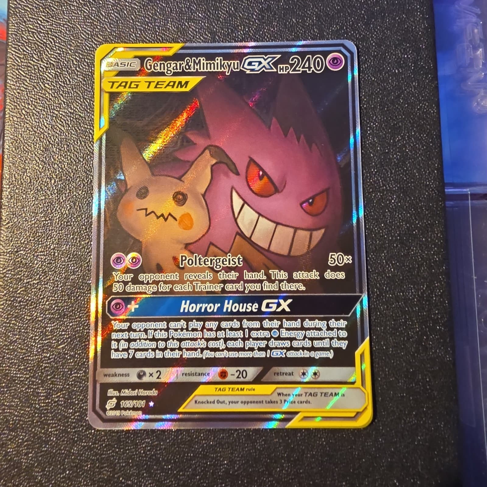 Pokemon Gengar & Mimikyu GX 165/181 SM-Team Up TAG TEAM Alt Full Art Holo