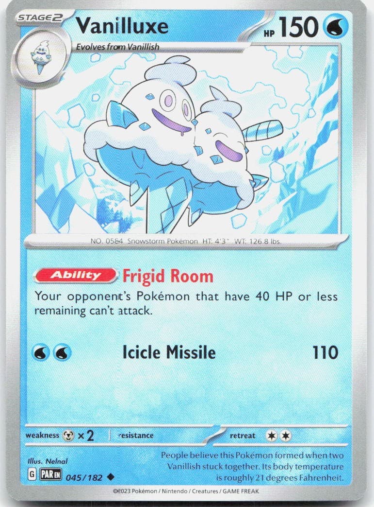 Vanilluxe 045/182 SV04 Paradox Rift U NM Pokémon — English