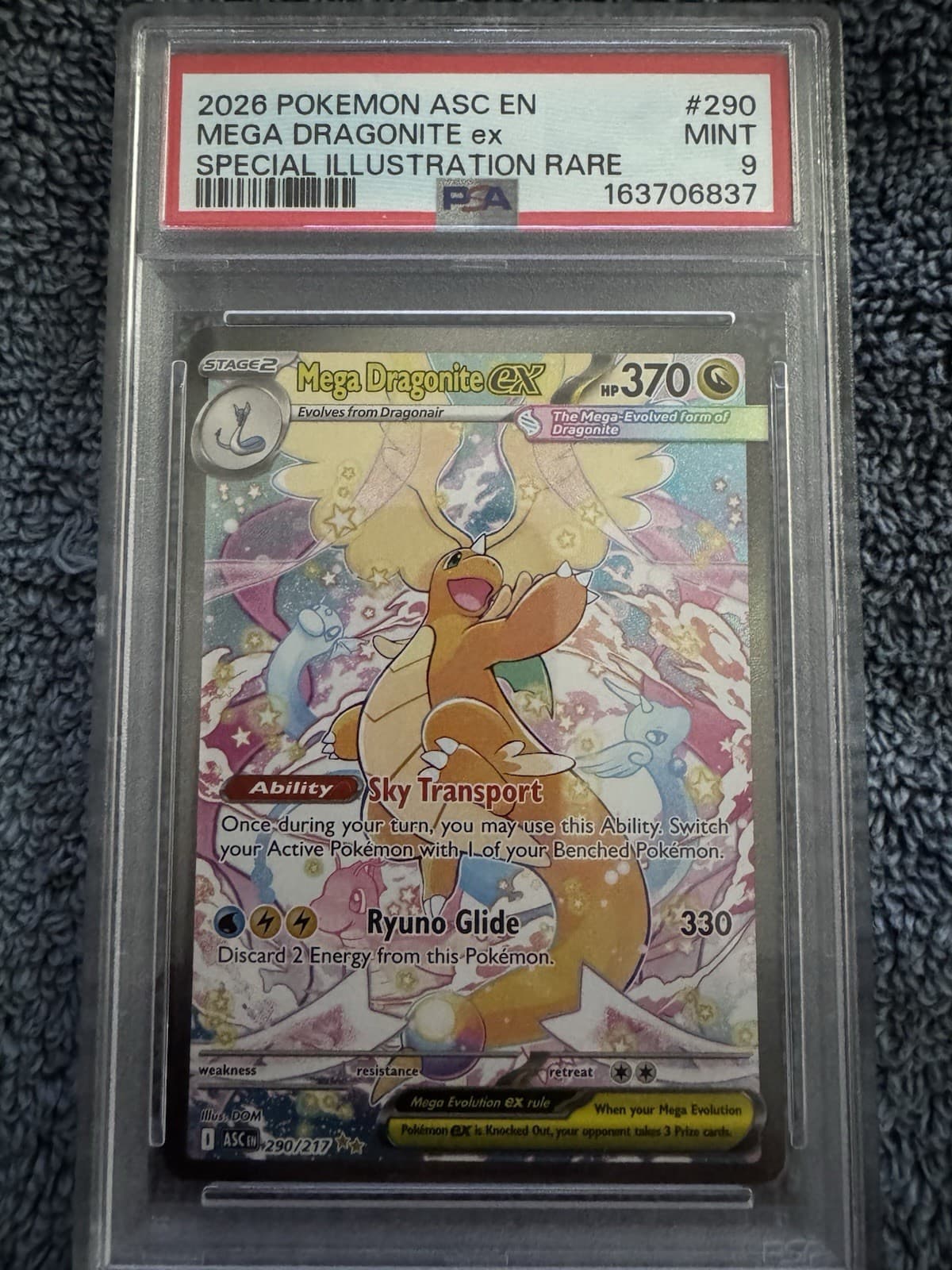 Mega Dragonite ex 290/217 Ascended Heroes SIR HOLO PSA 9 Pokemon Card FAST SHIP