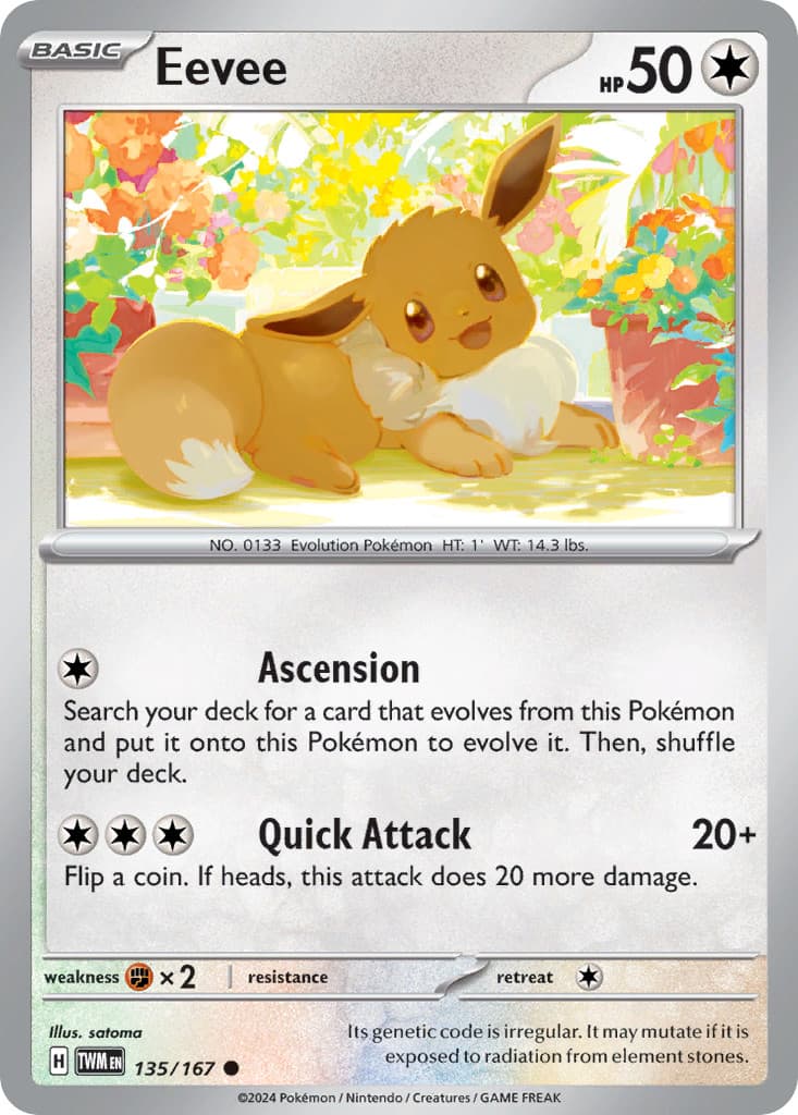 Eevee 135/167 Twilight Masquerade Common Pokemon NM/M