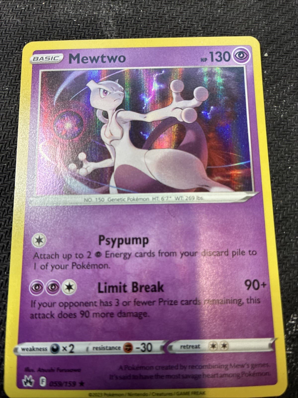 2023 Sword & Shield - Crown Zenith Mewtwo #59 Holo Rare Pokemon Card