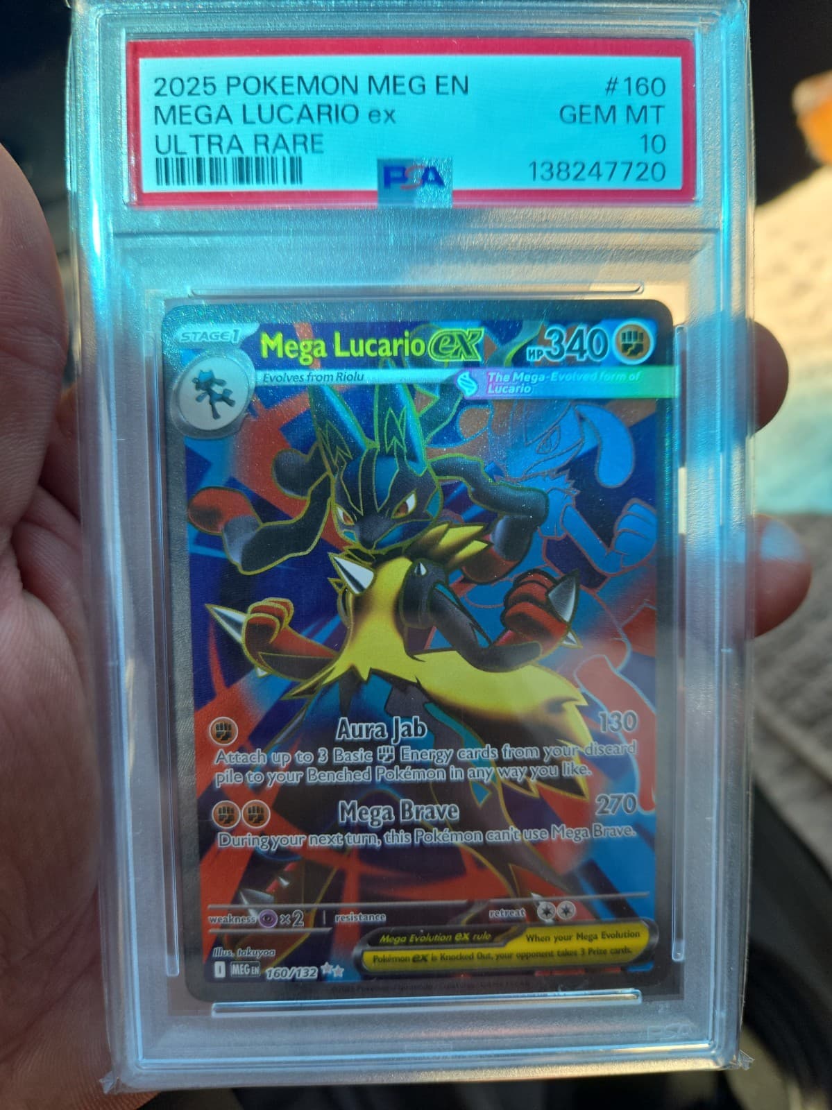 2025 POKEMON MEG EN-MEGA EVOLUTION ULTRA RARE #160 MEGA LUCARIO EX PSA 10