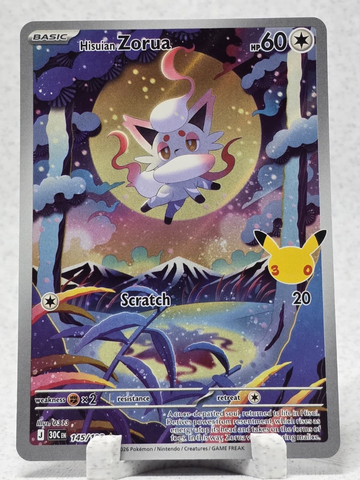 Pokemon Hisuian Zorua 145/128 30th Celebration NM