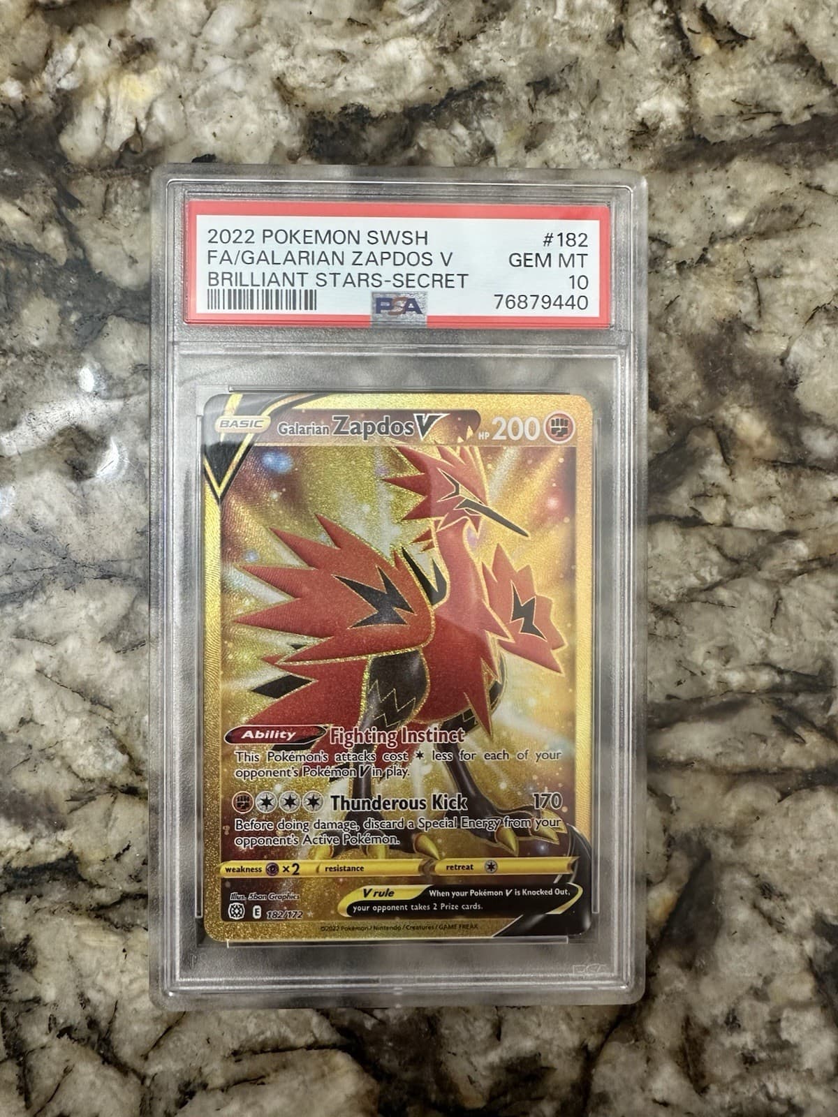 Pokemon 2022 Brilliant Stars Galarian Zapdos V Secret 182/172 PSA 10 76879440