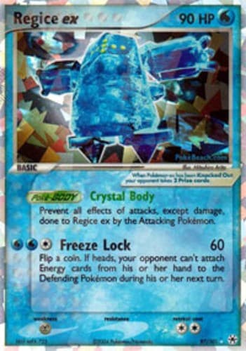 Heavily Played Regice EX - 97/101 - Holo Rare EX Pokemon Hidden Legends