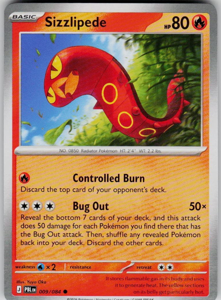 SIZZLIPEDE 009/084 COMMON PITCH BLACK POKEMON LIGHTLY PLAYED