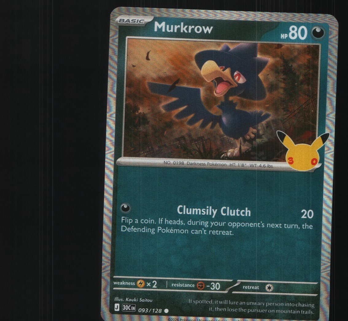 Murkrow 093/128 ME: 30th Celebration Pokemon Holo Near Mint