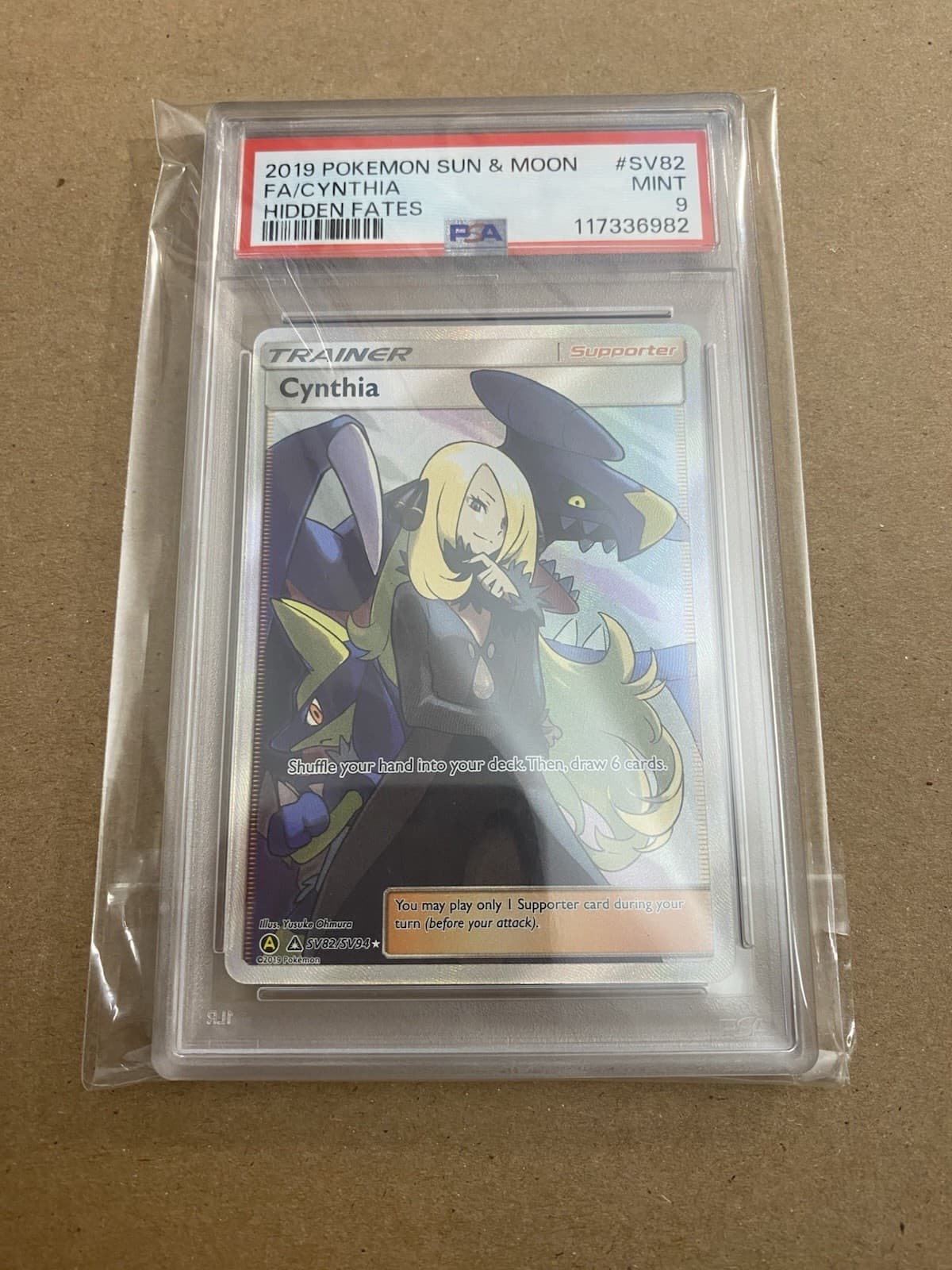 2019 Cynthia SV82/SV94 Hidden Fates Full Art Trainer PSA 9