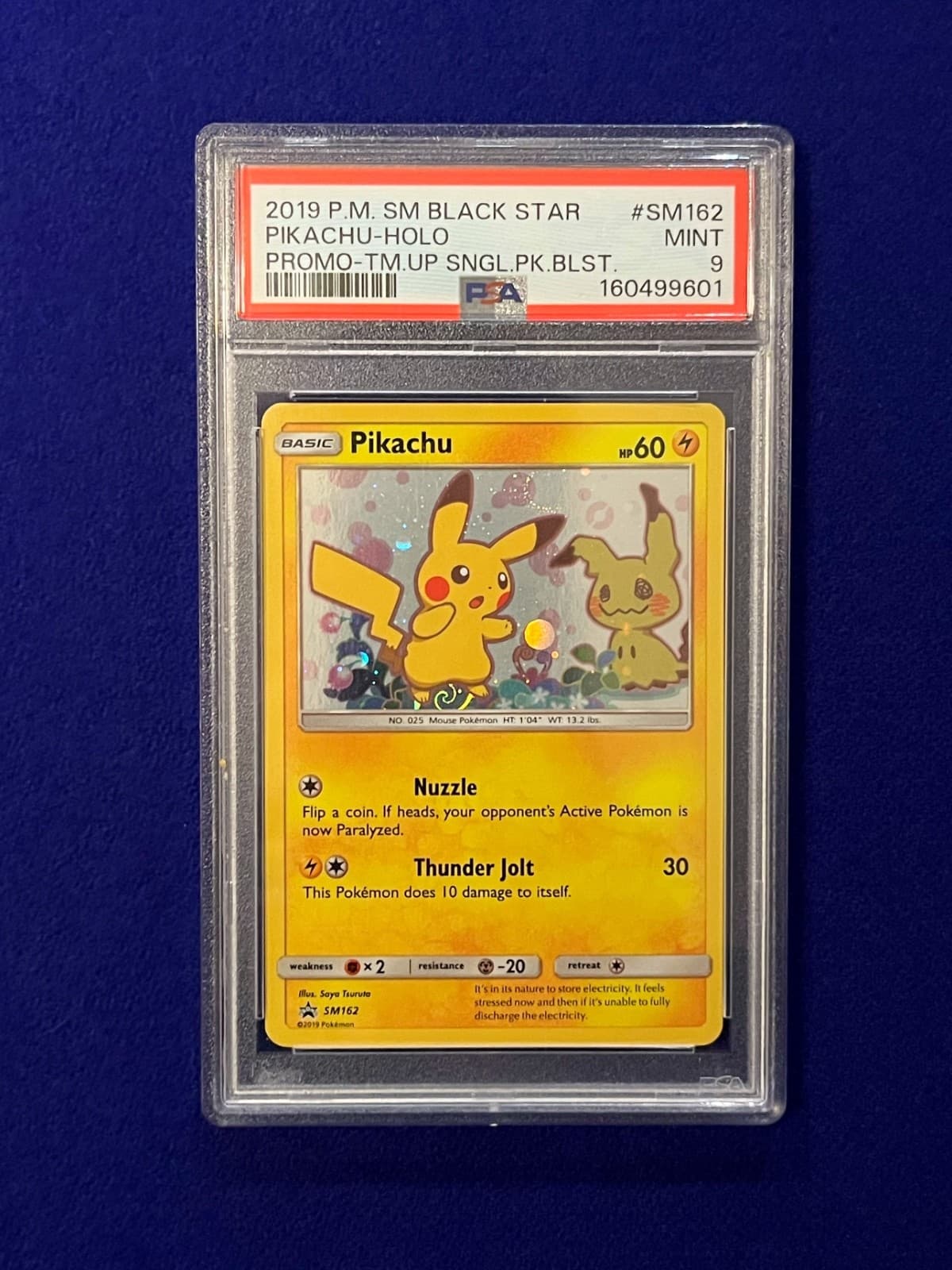 PSA 9 Pikachu #SM162 Crotch SWIRL Sun & Moon Team Up Blister Promo 2019 MINT