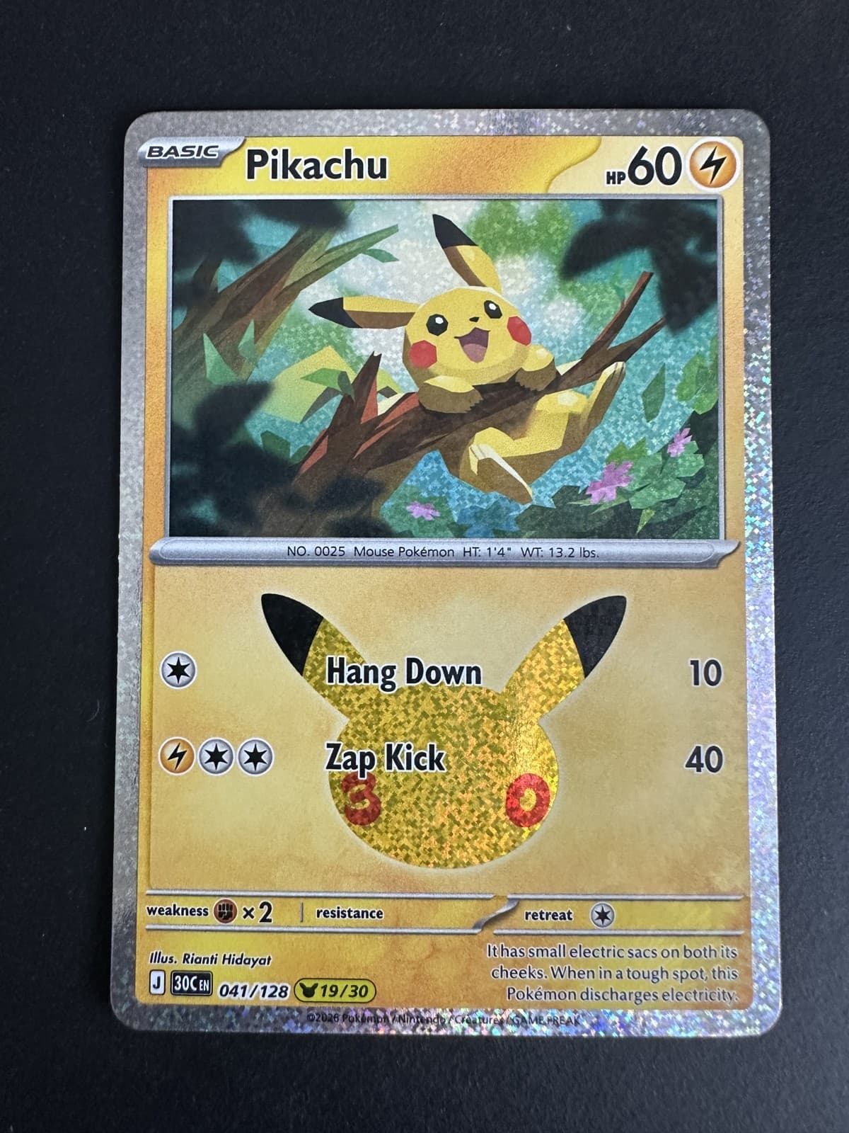 Pikachu 30th Celebration #41/128 Holo Pokemon TCG English