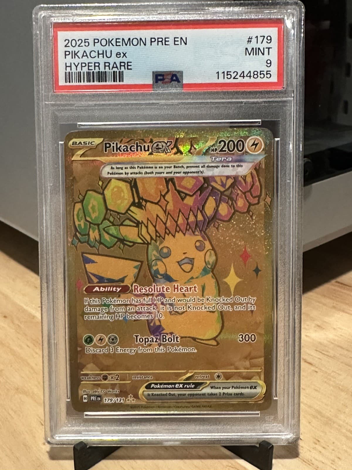2025 POKEMON PRE EN-PRISMATIC EVOLUTIONS HYPER RARE #179 PIKACHU EX PSA 9