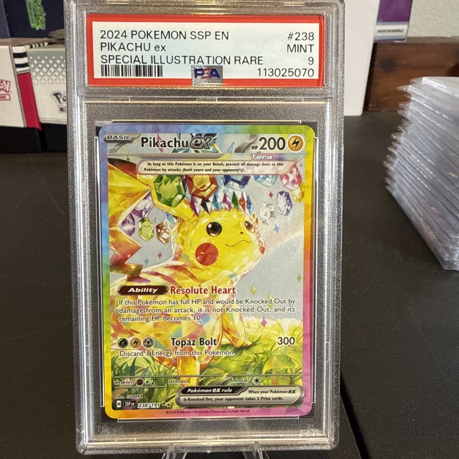 Pokemon PSA 9 Pikachu ex Surging Sparks - 238/191
