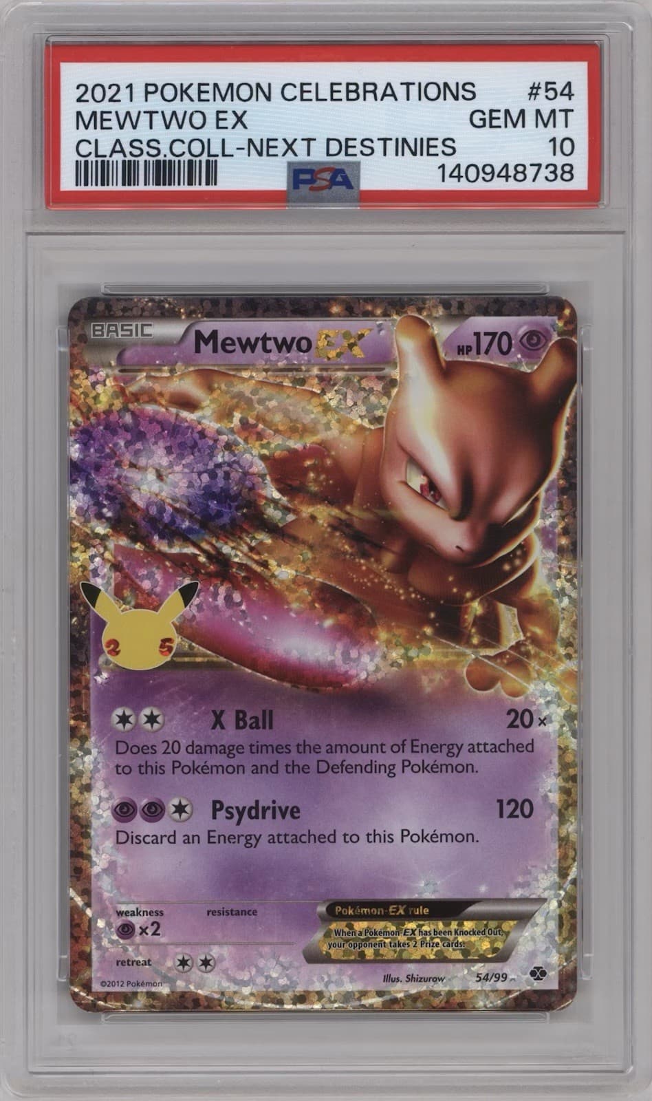 Pokemon TCG Mewtwo ex 54/99 Celebrations Classic Collection PSA 10 Holo