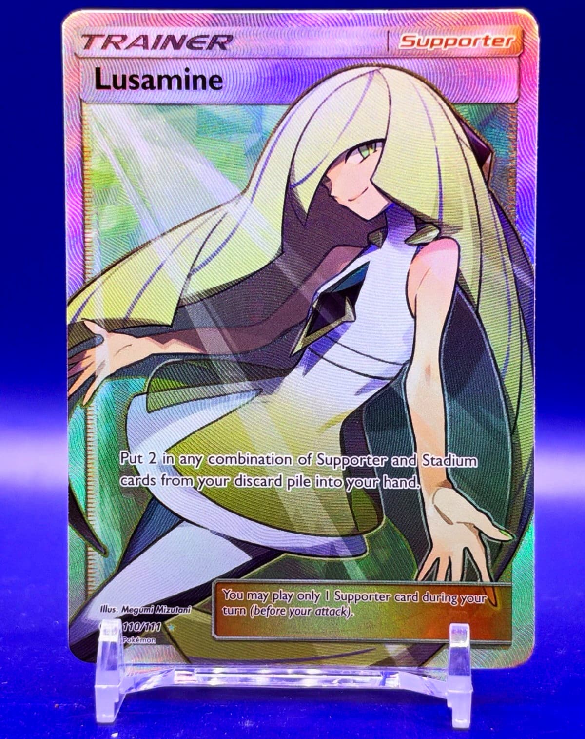 Pokemon TCG Lusamine 110/111 Full Art Holo Ultra Rare SM Crimson Invasion