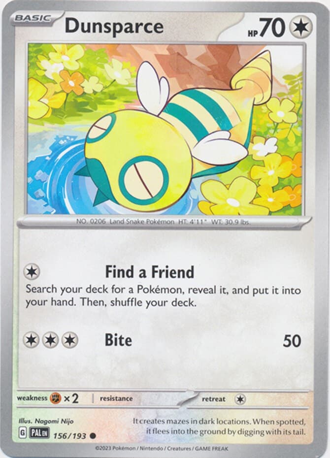 Dunsparce - 156/193 - Common (Near Mint) Paldea Evolved - Colorless Pokémon