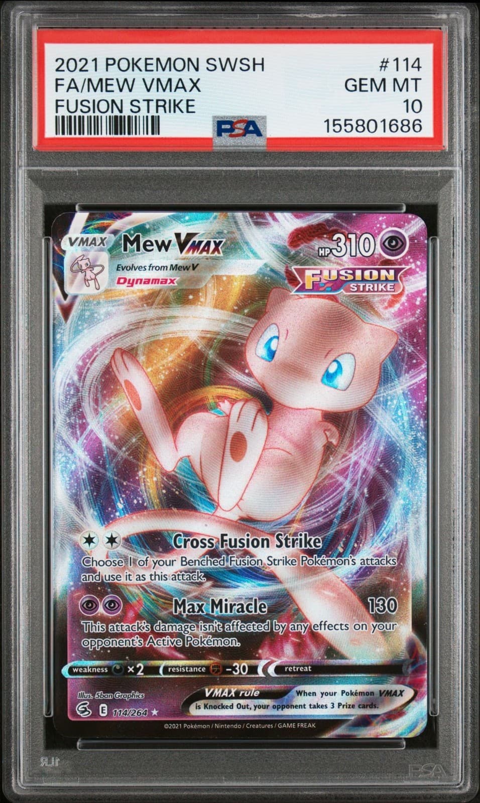 2021 Pokemon Fusion Strike Mew Vmax 114/264 PSA 10