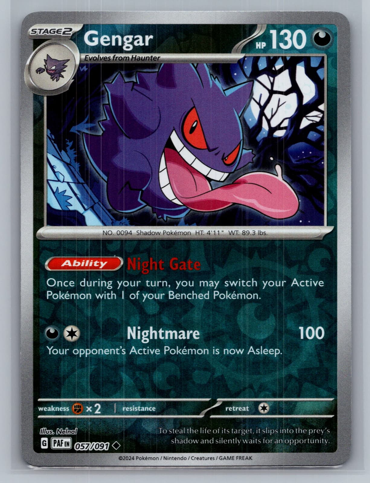 Gengar #57/91 2024 Paldean Fates Pokemon TCG