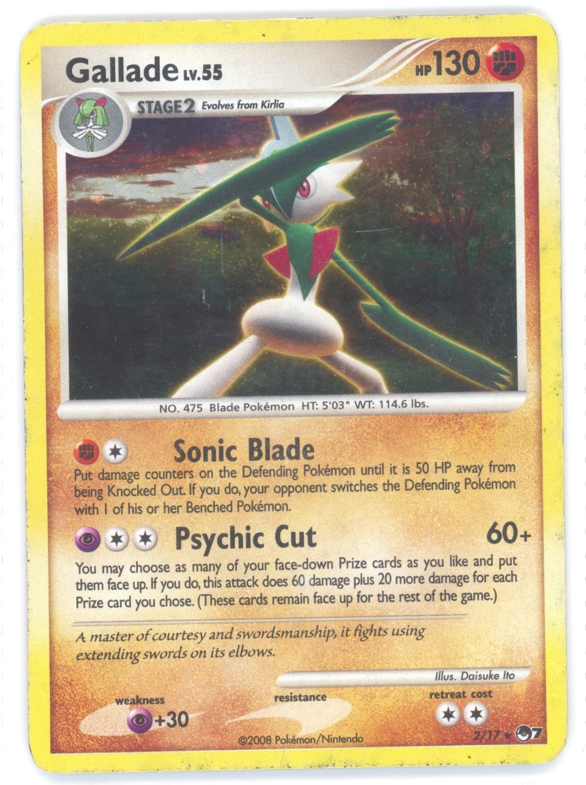 Pokémon Gallade R POP Series 7 #2 Holofoil Heavily Played