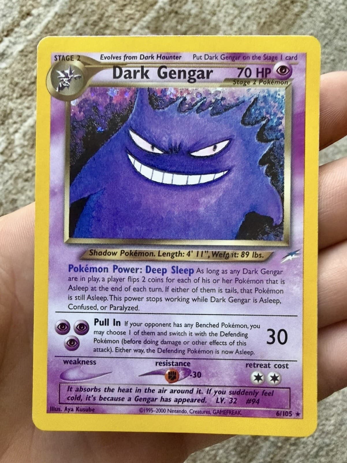 Dark Gengar 6/105 Neo Destiny Holo Rare HOLO EYE NM Mint ✨