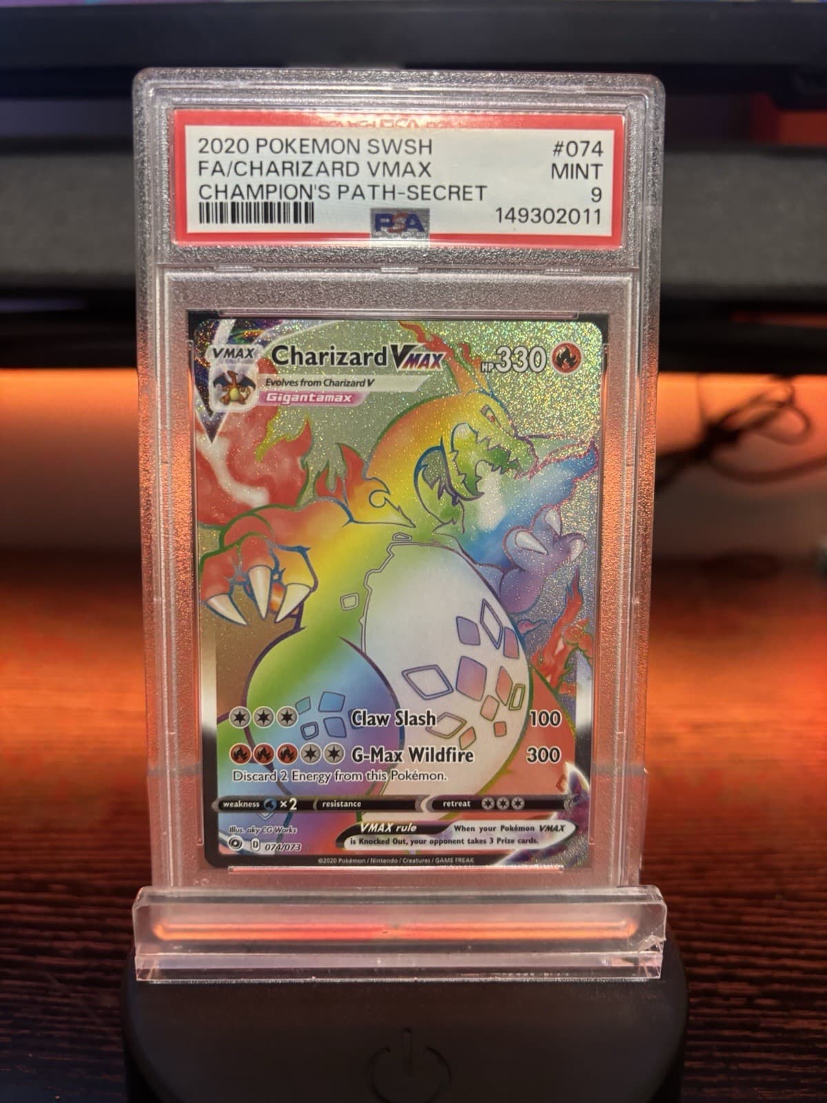 Charizard VMAX Secret Rare Full Art Holo Champions Path 074/073 PSA 9 EN