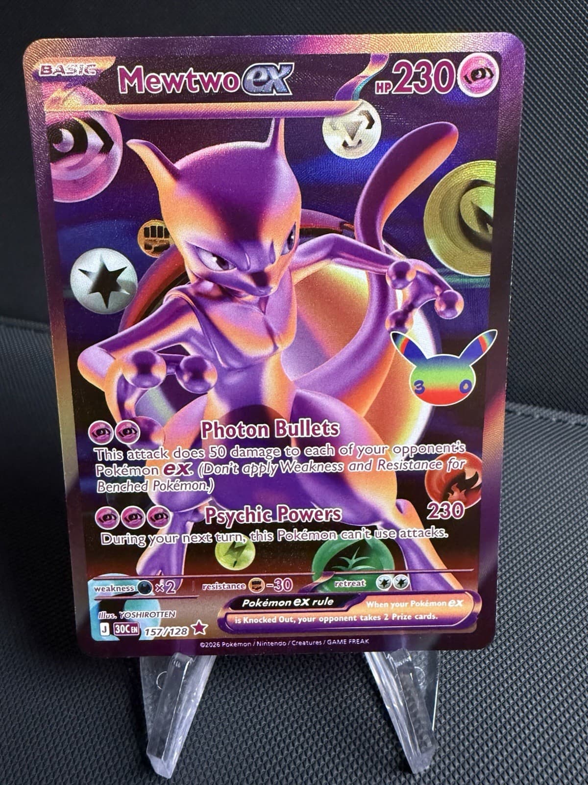 Pokemon 30th Anniversary Celebration Futuristic Rare Mewtwo Ex 157/128 NM Card