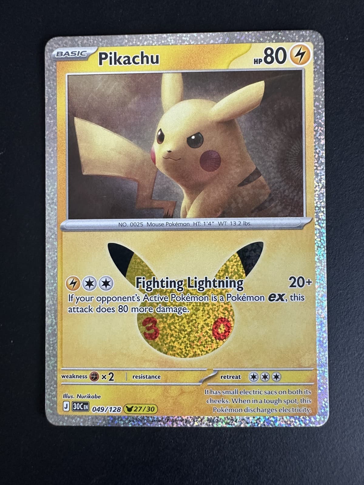 Pikachu 30th Celebration #49/128 Holo Pokemon TCG English