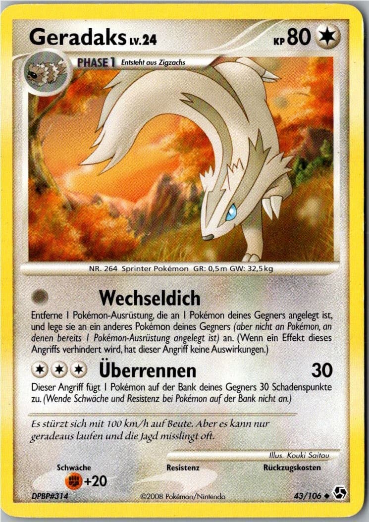 Pokemon Geradaks 43/106 Epische Begegnungen Deutsch 2008 Karte