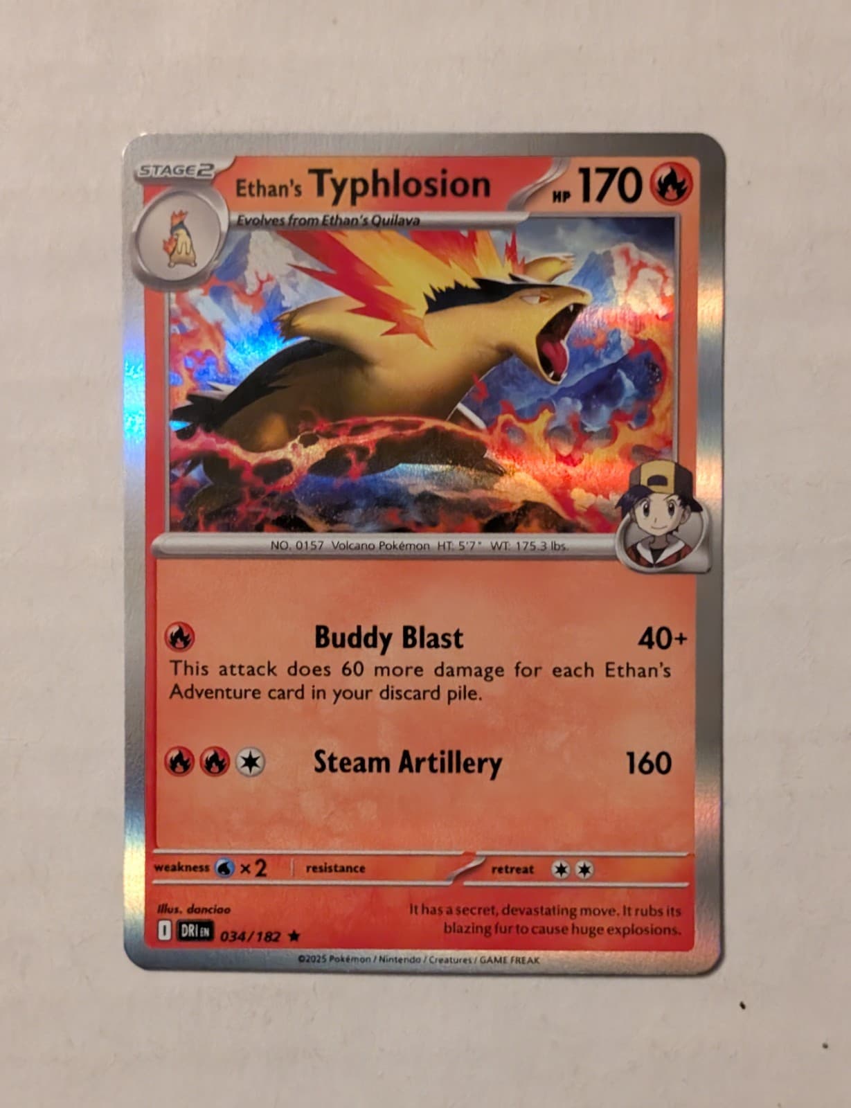 Pokemon TCG Ethan's Typhlosion Card 34/182 Destined Rivals Holo