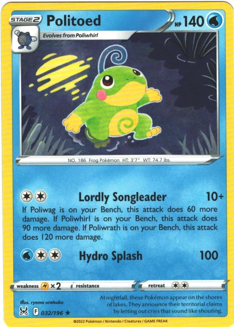 Politoed 32/196 Lost Origin Regular Rare Pokemon Card TCG Pokémon