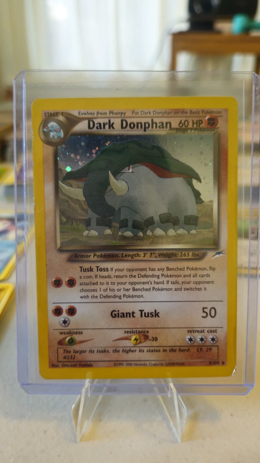 2002 Pokemon Dark Donphan #3/105 Neo Destiny Holo Rare LP