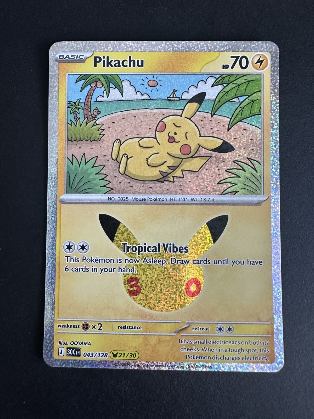 Pikachu 30th Celebration #43/128 Holo Pokemon TCG English