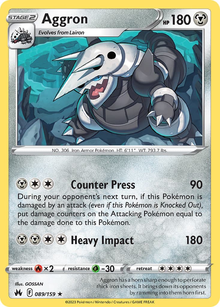 AGGRON 089/159 HOLO CROWN ZENITH RARE NM