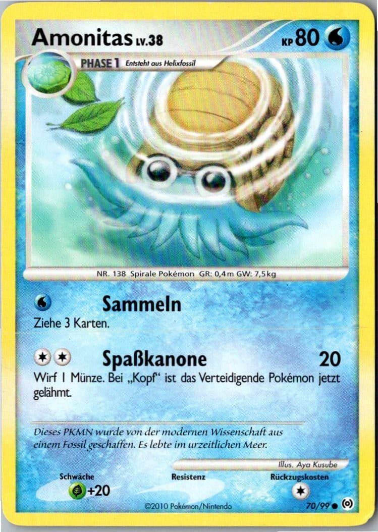 Pokemon Amonitas 70/99 Arceus Deutsch 2009 Karte