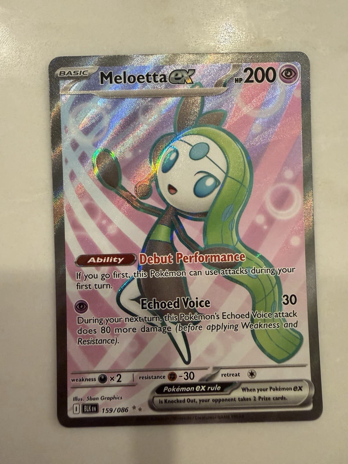Meloetta ex 159/086 Black Bolt Full Art Pokemon