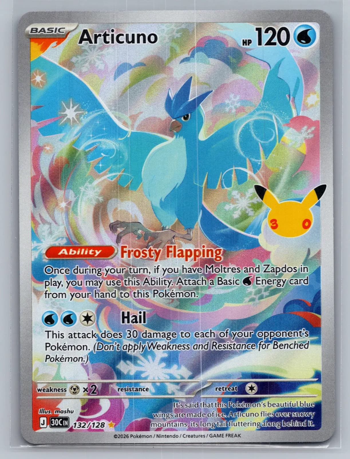 Articuno #132/128 2026 30th Celebration Pokemon TCG