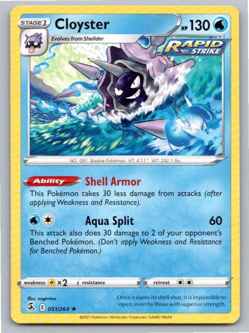 2021 POKEMON CLOYSTER FUSION STRIKE 051/264 R NM A57368 FREE S&H