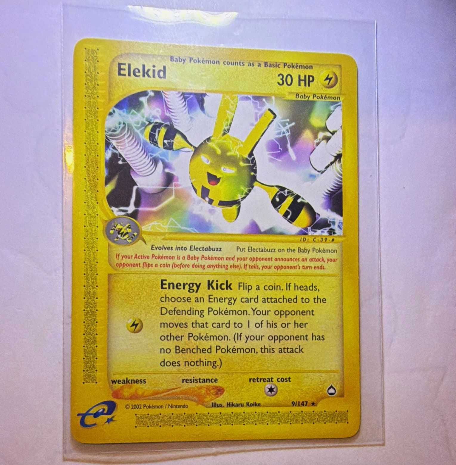 Pokémon TCG Elekid 009/147 Aquapolis Rare Regular English 30HP