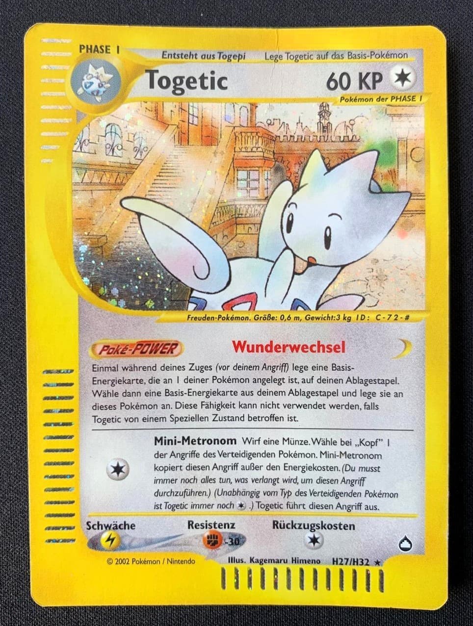 Pokémon Togetic H27/H32 Aquapolis Holo Deutsch 2002 Vintage e-Card HP