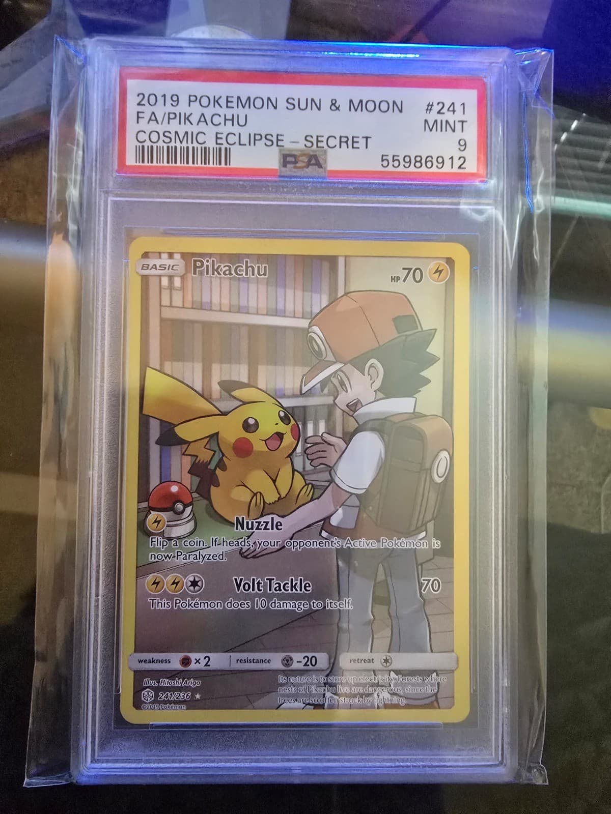 2019 Pokemon Sun & Moon Cosmic Eclipse Pikachu Secret Rare #241/236 PSA 9