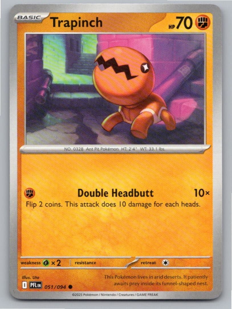 2025 POKEMON TRAPINCH PHANTASMAL FLAMES 051/094 COMMON NM A29566 FREE S&H