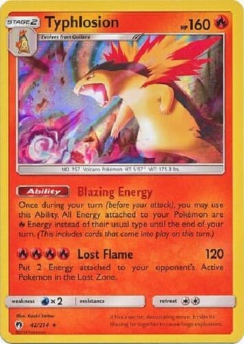Pokemon TCG SM Lost Thunder 42/214 Typhlosion Rare Holo Card