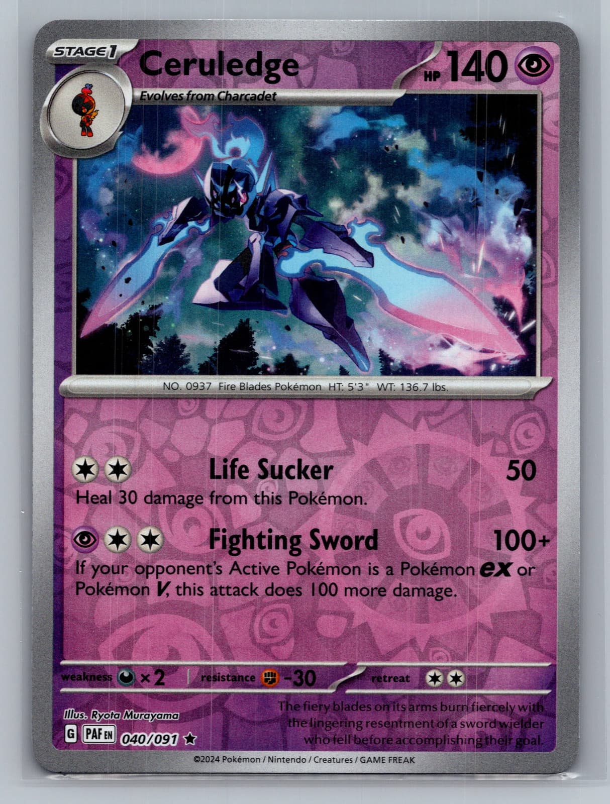 Ceruledge #40/91 2024 Paldean Fates Pokemon TCG