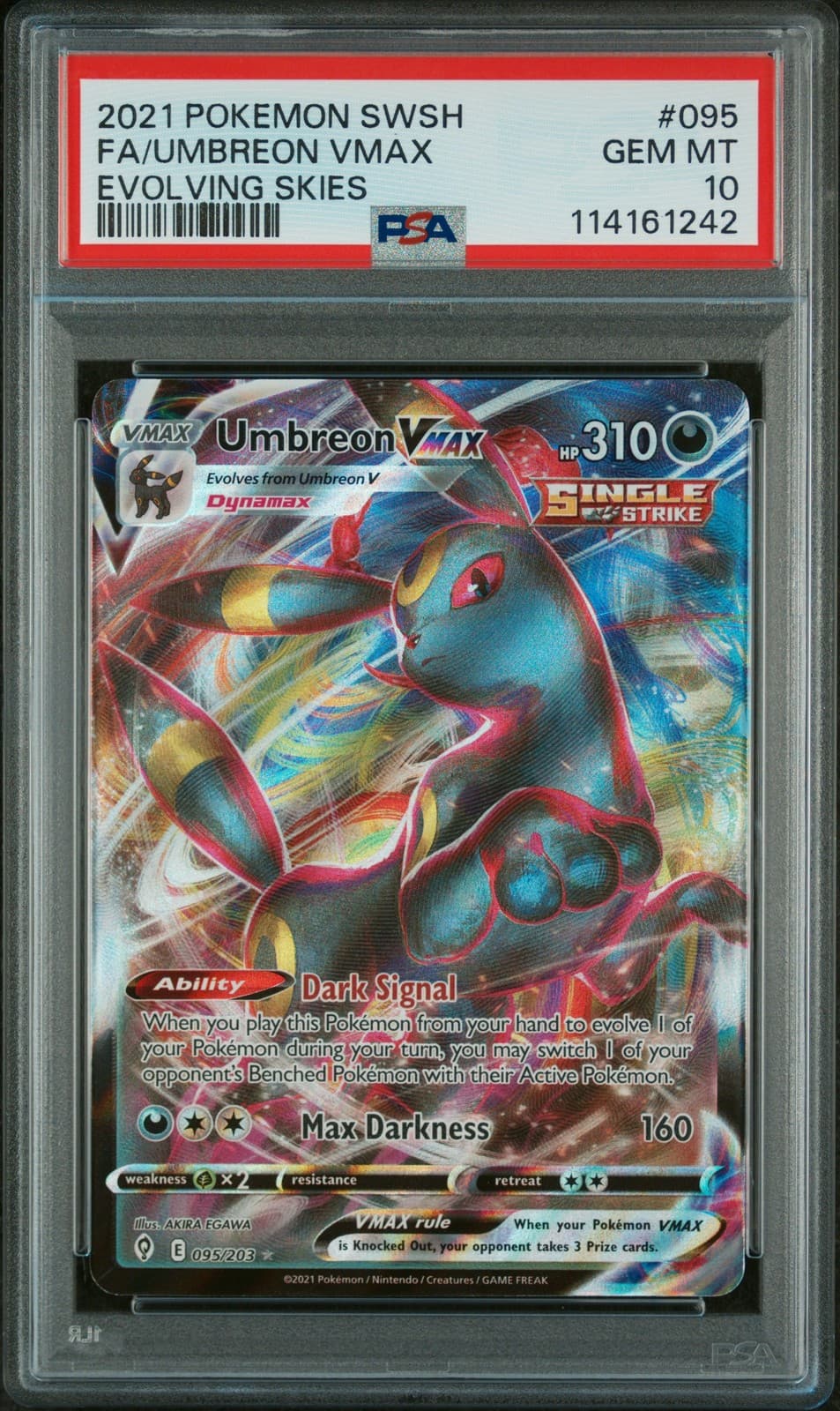 Pokemon Umbreon VMAX Holo Ultra Rare TCG Card Evolving Skies 095/203 PSA 10
