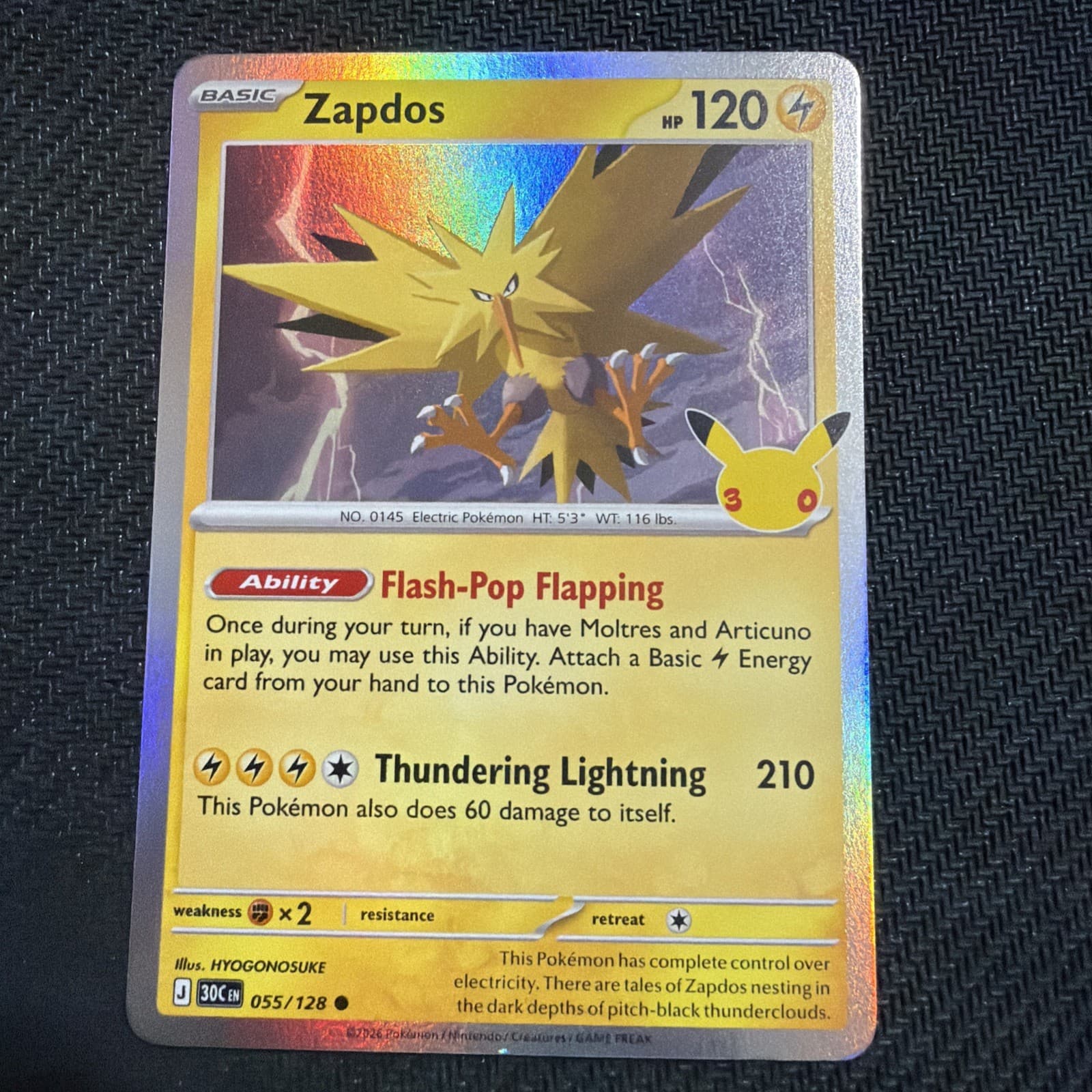 The Pokémon 30th celebration Zapdos 55/128
