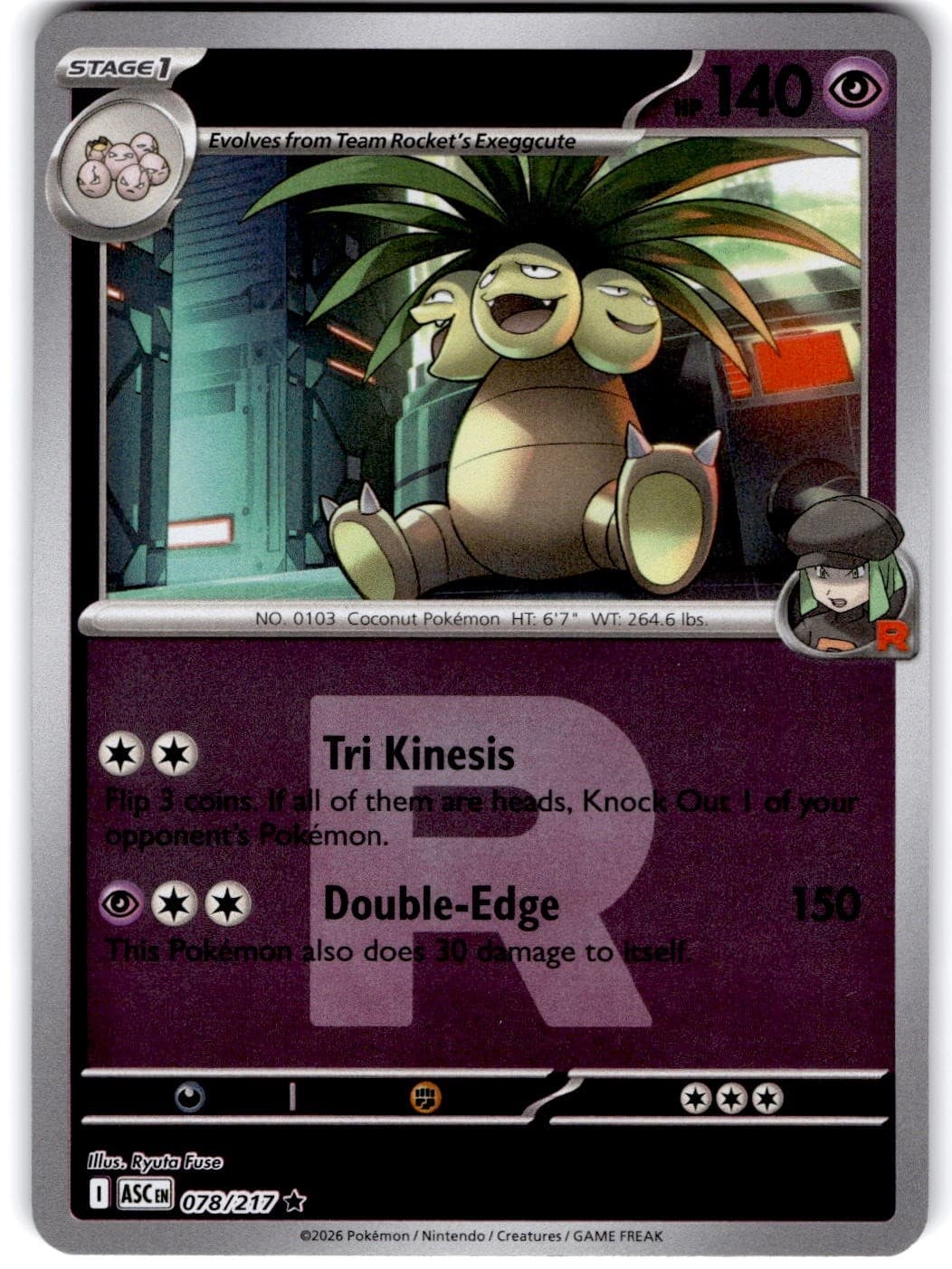 Pokemon Team Rocket's Exeggutor Ascended Heroes 78/217 Team Rocket Pattern