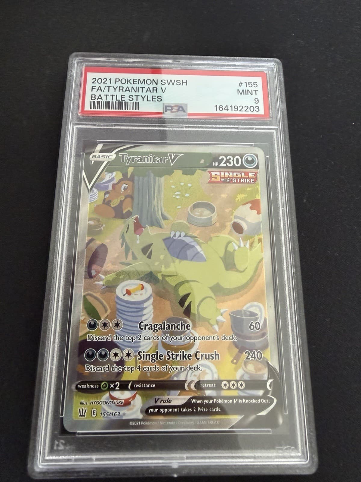 Tyranitar V (Alternate Full Art) 155/163 Swsh05: Battle Styles Holo Psa 9