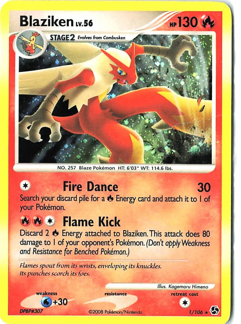 Great Encounters Blaziken #1/106 Holo Rare Trading Card 2008 Pokémon TCG