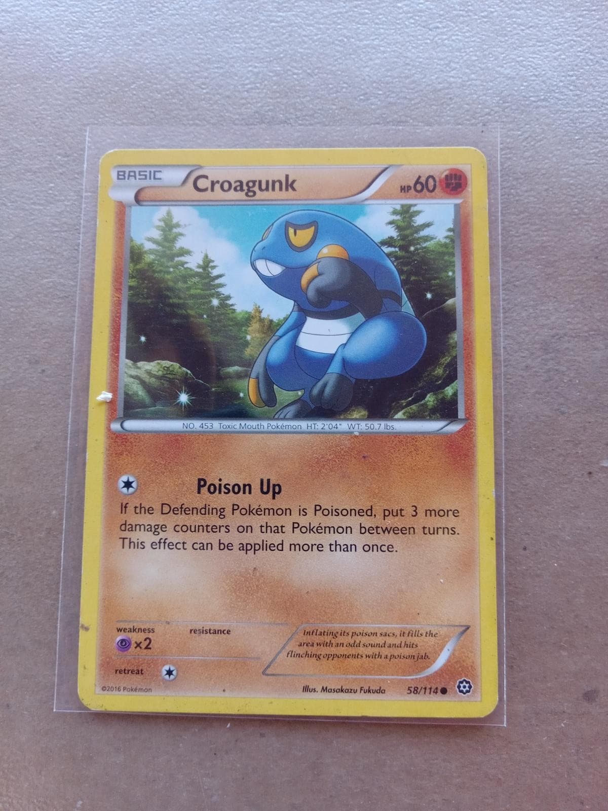 Croagunk 58/114 Common Steam Siege Pokemon Moderately Played